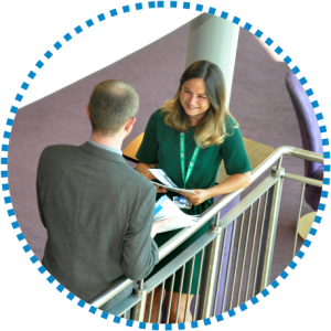 An image of a Shropshire Council HR officer with a client from a Shropshire SME. Shropshire HR are running a one-day course for Shropshire SME's called HR for Beginners aimed at giving them the knowledge and confidence to implement HR processes.