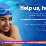Swimmer advertises leisure facilities survey graphic