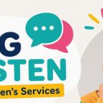 A graphic with a girl daydreaming and text that reads The Big Listen, about an event to find out about children's views