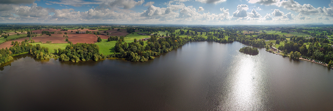 An aerial image of The Mere at Ellesmere.