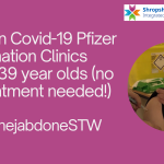 Walk-in COVID-19 vaccination clinics for 18-39 year olds poster