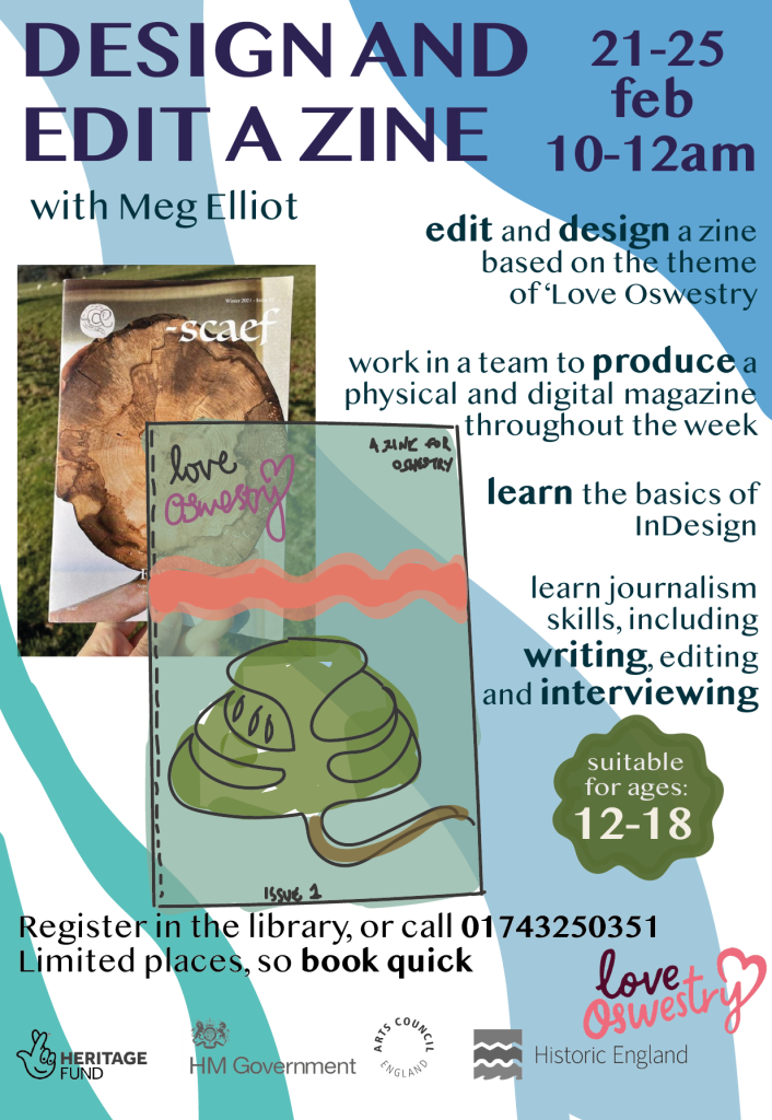 Oswestry Library - zine workshops poster