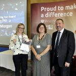 (L-R) Apprentice of the Year Award Winner:- Claire Morgan, a Shropshire Council ICT Business Partner; Karen Roberts, from an awards sponsor Barnsley College; and Andy Begley, Shropshire Council's chief executive.