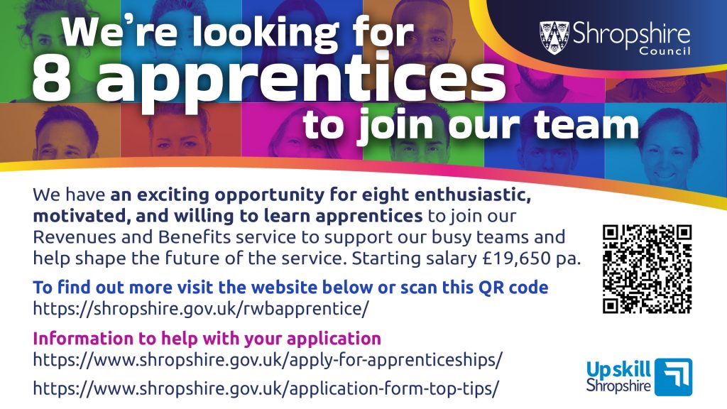 Apprentices sought for the revenues and benefits service - job ad graphic