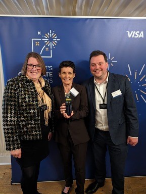 Pictured with the award, l-to-r: Helen Ball, town clerk, Shrewsbury Town Council; Tracy Darke, Shropshire Council's assistant director of economy and place; Seb Slater, Executive Director, Shrewsbury BID