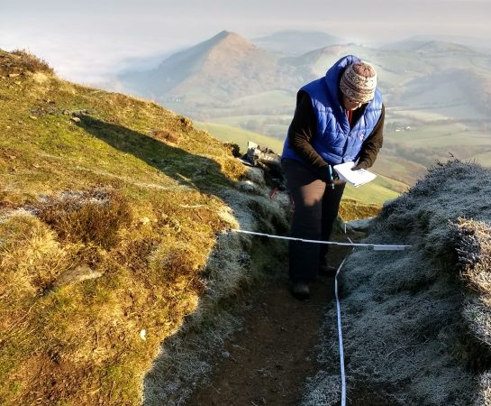 A person on Caer Caradoc paths