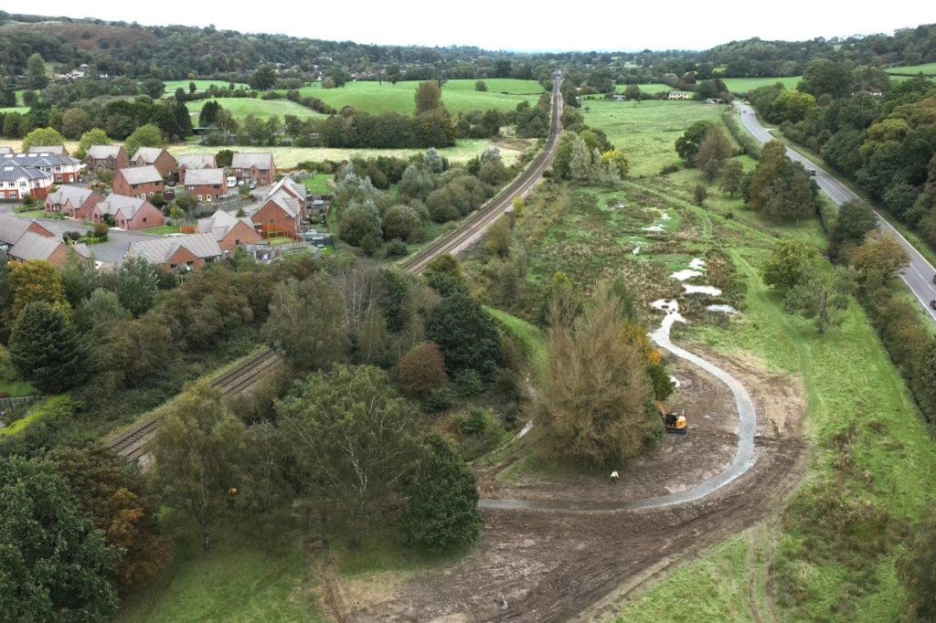 Railways track and fields. The area in Church Stretton. Photo: Environment Agency