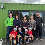 People outside the new clubhouse for cyclists at Shrewsbury Sports Village