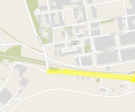 Map showing the route of the new path