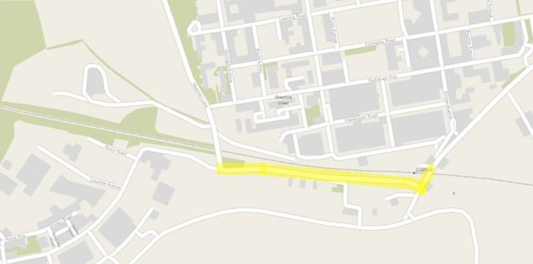Map showing the route of the new path