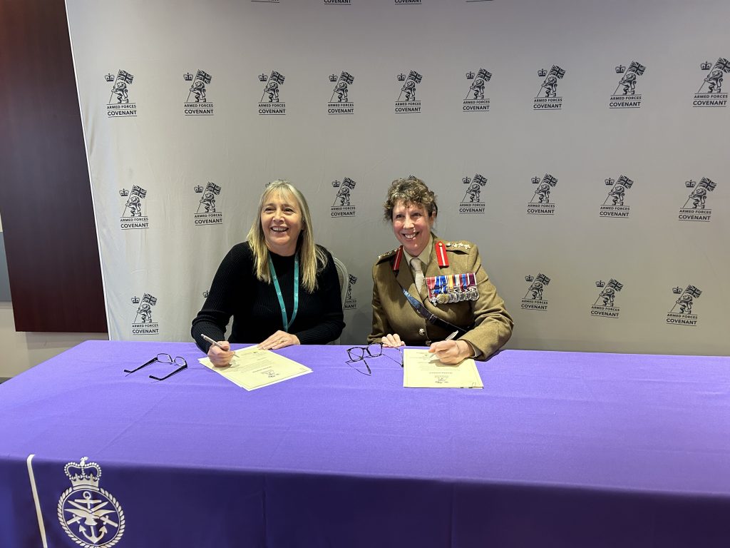 Armed Forces Covenant signing. (L-R) Becky Richardson, Col Dutton