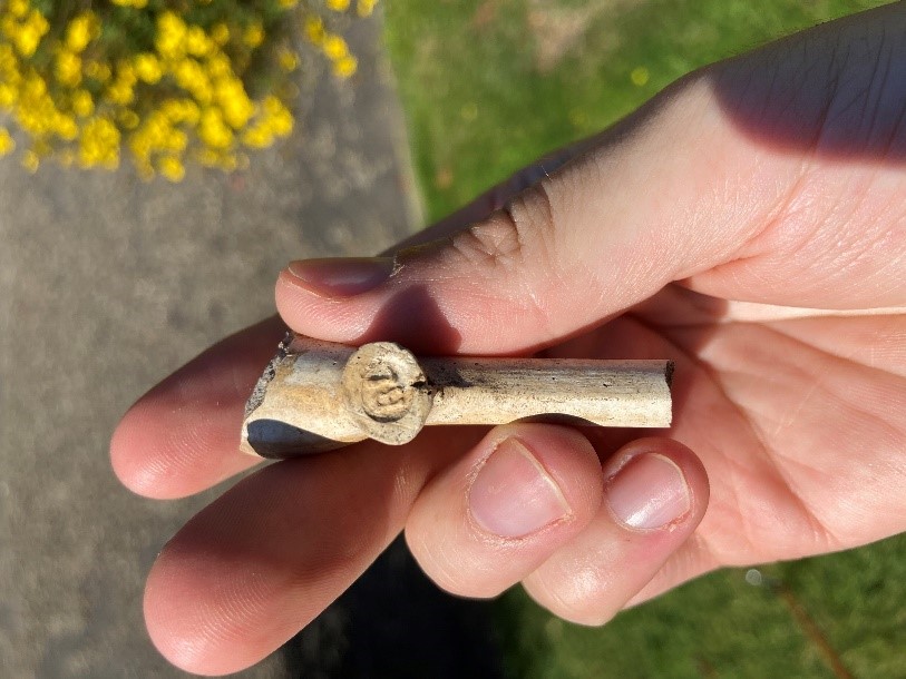 A Clay Pipe shows the maker’s initials. Photo: Ryan Locklin