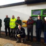 Supporters of Severn Valley Country Park with the newly installed defibrillator outside the visitor centre.