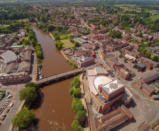 Shrewsbury town centre from the air