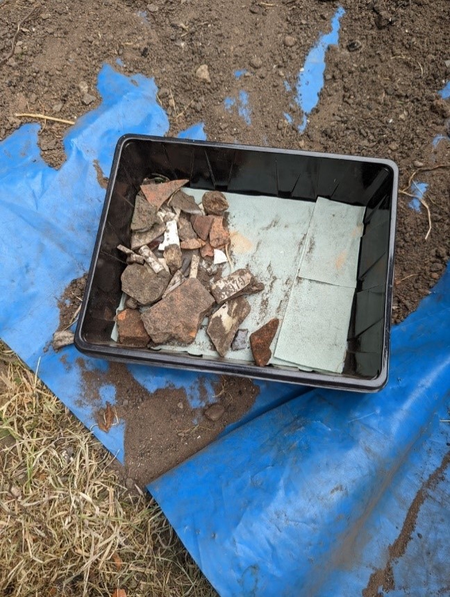 Figure 3: Some finds from the upper layer of trench 4. Photo by Lara Foulkes