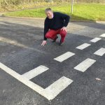 Councillor Steve Davenport inspects the recently completed work in Ditton Priors.