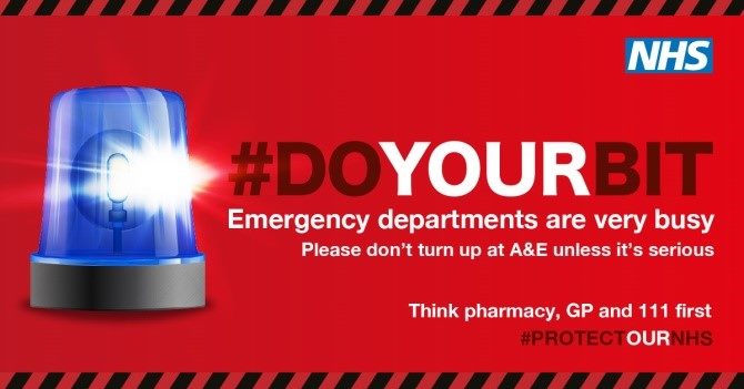 Emergency services are currently very busy. Think pharmacy, GP and NHS 111 first 