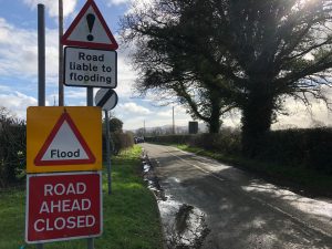 Road liable to flooding sign