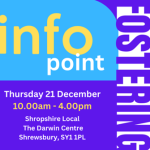 Shropshire Fostering drop-in on Thursday 21 Dec 2023 infographic