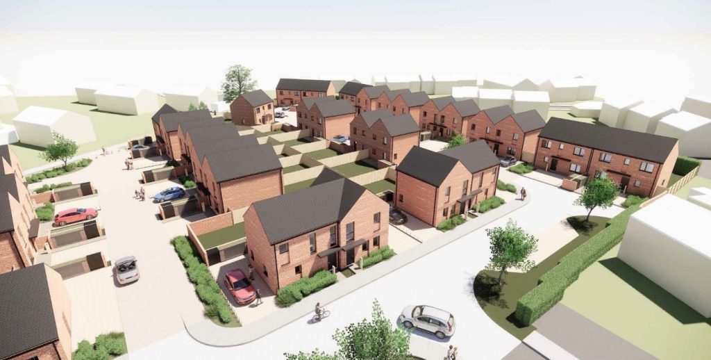 3D image of new housing planned at Firth Close, Monkmmor, Shrewsbury by Cornovii Developments Limited
