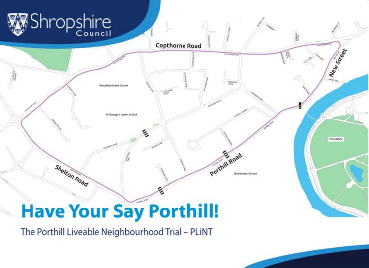 Map showing the area of Porthill that would be covered by the trial