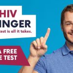 Person advertising the campaign Give HIV the finger