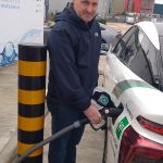 Ian Nellins refuelling the hydrogen-powered vehicle in Tyseley.