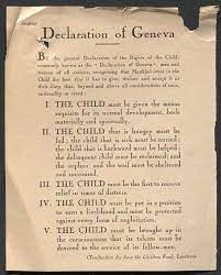 The Geneva Declaration of the Rights of the Child, drafted by Eglantyne Jebb. (Image from the United Nations Library and Archives)