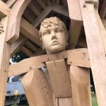 John Merrill’s wooden sculpture, "Refuge", is a popular artwork in the Jebb Garden next to The Mere in Ellesmere.