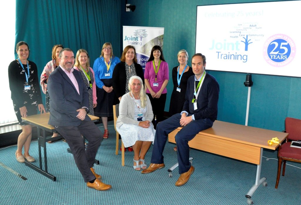 Members of the Joint Training Team with Andy Begley, Chief Executive; Tanya Miles, Executive Director adult social care, housing and public health; and Michelle Davies, Service Manager Commissioning and Governance. (COVID-19-compliant venue and practices in place)
