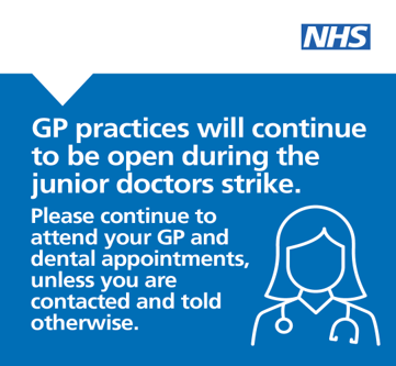 GP practices opening, during junior doctors strike infographic