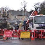 Road closure signs at Ludford Bridge
