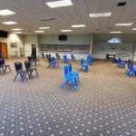 Chairs inside Ludlow Racecourse vaccination centre