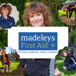 Louise Madeley, of Madeleys First Aid Plus in Much Wenlock, holding an advertising sign