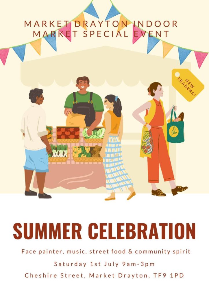 Market Drayton Indoor Market's Summer Celebration poster