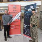 Ian Nellins, Shropshire Council's deputy Leader Ian Nellins, with LCpl Scot Empson from E Coy 8 RIFLES, at Theatre Severn ahead of the event