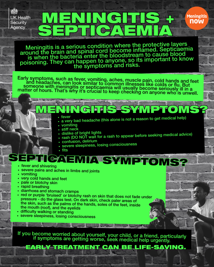 Meningitis and septicaemia symptoms