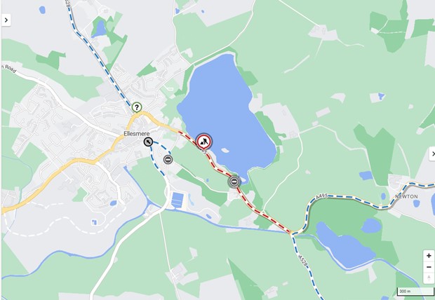 Map showing the stretch of road that will be closed