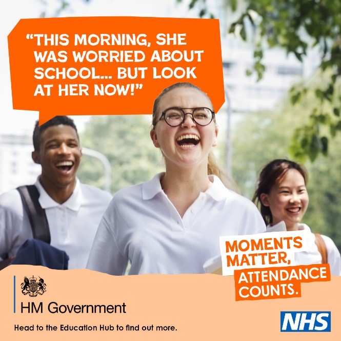 "Moments Matter, Attendance Counts" campaign poster, with 3 smiling children