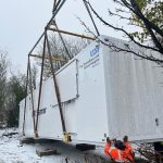 The new MRI scanner arriving at the Community Diagnostic Centre in Telford.