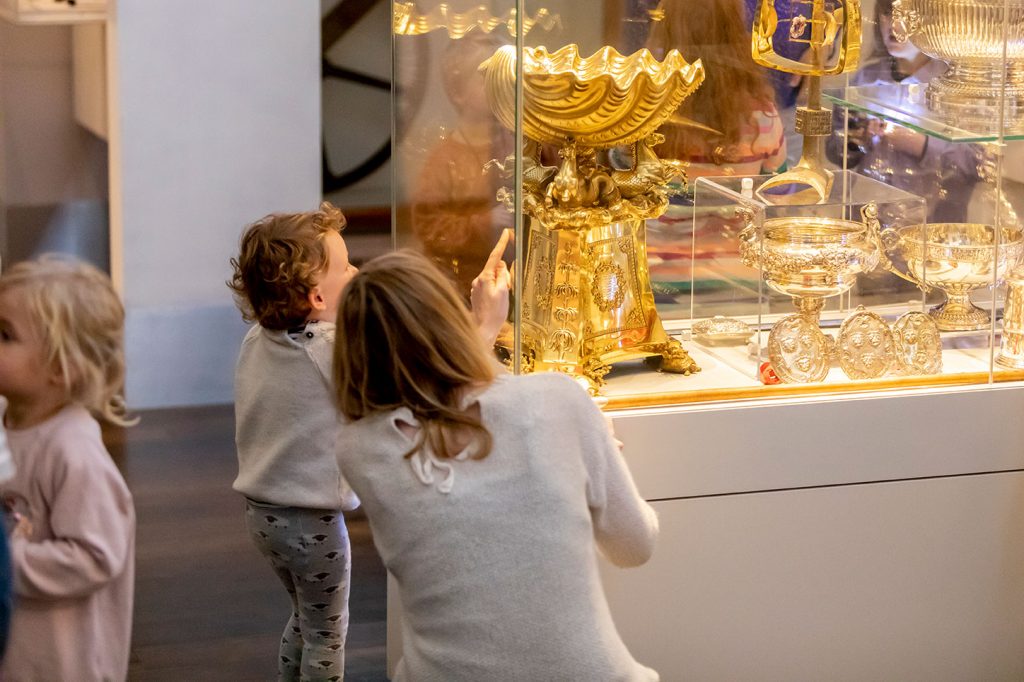 A parent and child at the museum