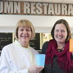 An image of representatives of The Column Restaurant at Shropshire Council and of the Shrewsbury Cup. The Shrewsbury Cup is to be introduced at the Column Restaurant as part of Shropshire Council's wider climate action efforts.