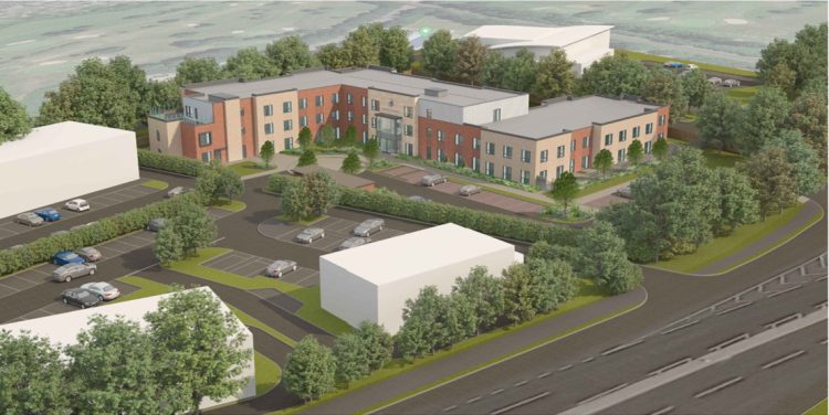 An artists impression of the new care home and surrounding site