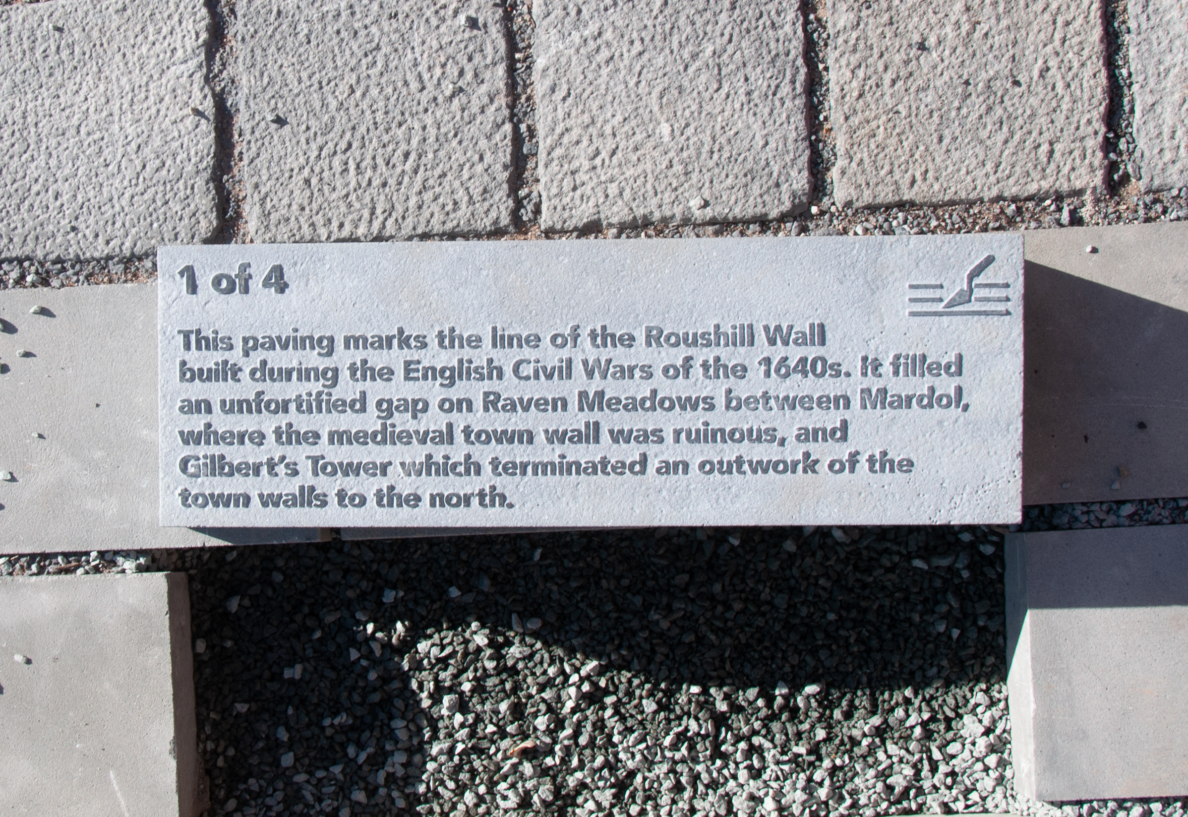Plaque at Riverside Gardens in Shrewsbury.