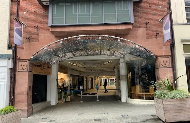 The entrance to the Pride Hill Shopping Centre