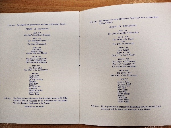 Photo: Programme of events from Shropshire Archives ref D 39.5 v.f.
