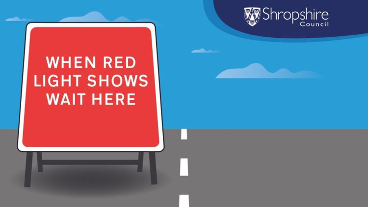 Graphic showing traffic lights-controlled roadworks