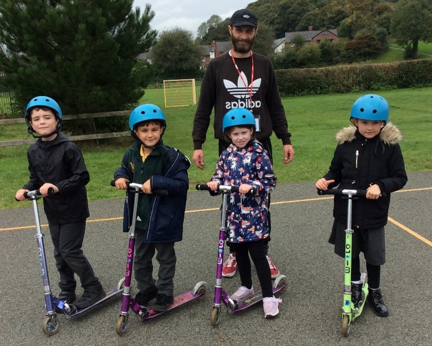 Students at Woodside Primary School in Oswestry taking part in Level 1 Scootability training