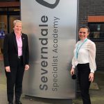 Dr Gill Eatough, chief executive of the Learning Community Trust, with Sabrina Hobbs at Severndale Academy