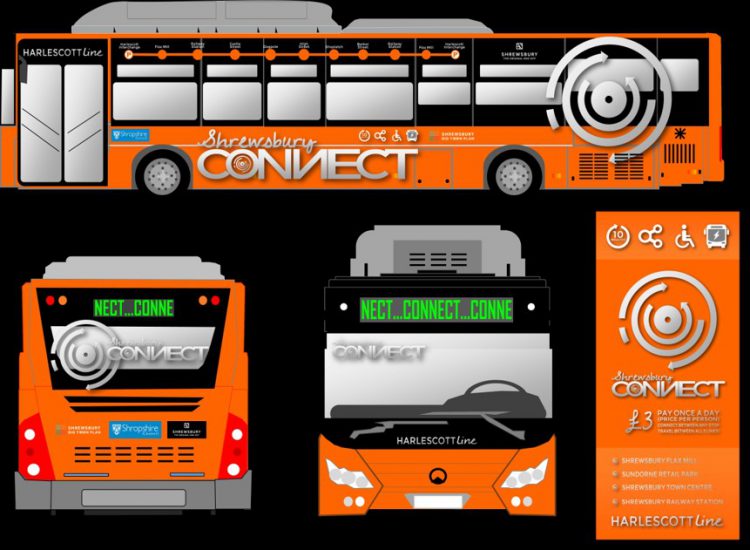 An artist's impression of how the Shrewsbury Connect buses and branding may look